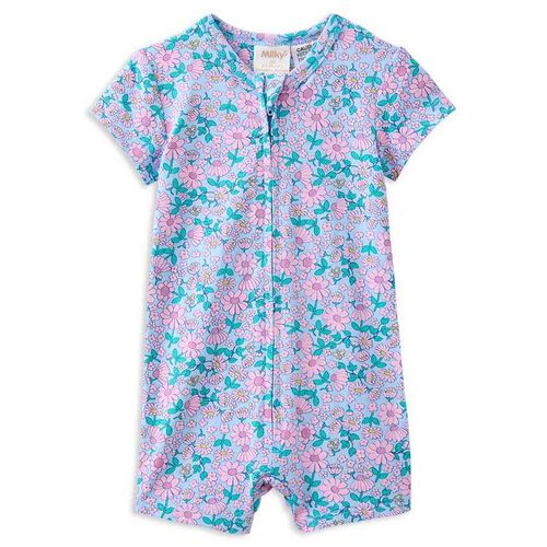 Milky Daisy Fields Zip Romper