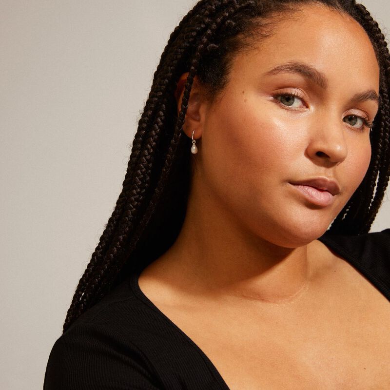 Pilgrim Berthe Recycled Pearl Hoop Earrings - Silver plated image number 1