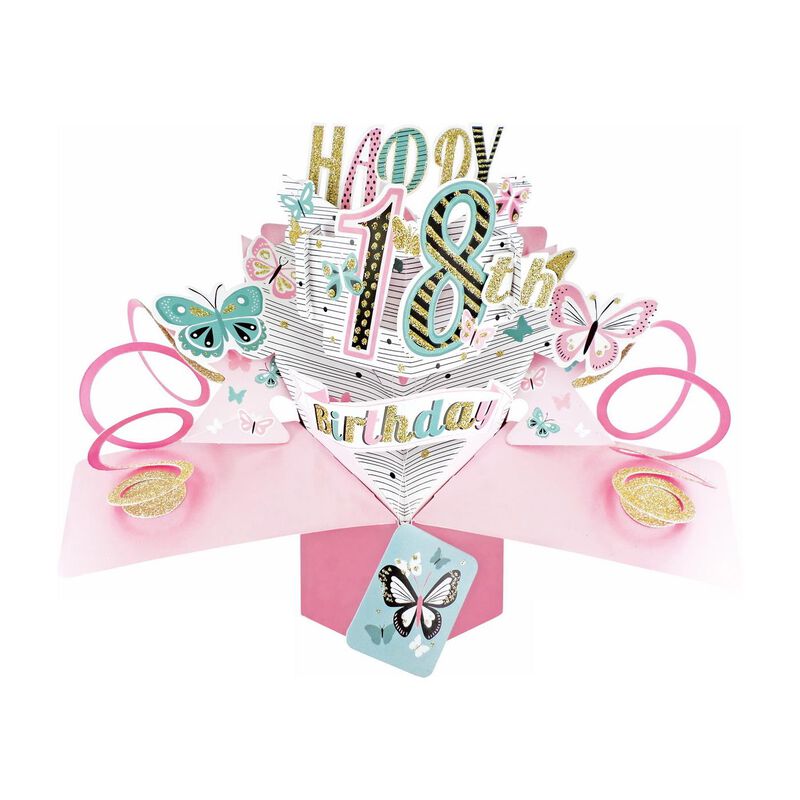 Antics 18th Birthday Butterflies Pop Up Card image number 0