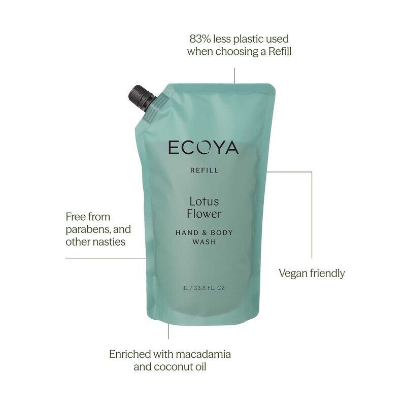 ECOYA Hand & Body Wash Refill Lotus Flower 1L image number 2