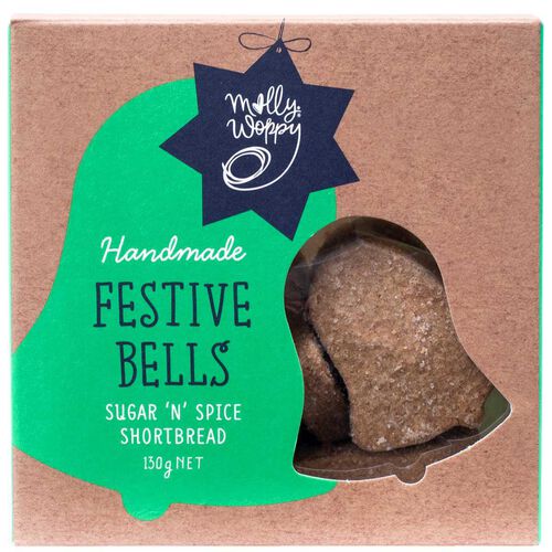 Molly Woppy Festive Bells Sugar 'N' Spice Shortbread 130g