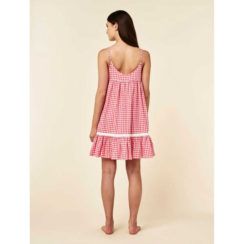 Papinelle Seersucker Gingham Lace Trim Strappy Nightie image number 1