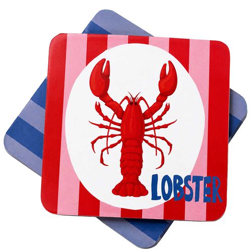 Urban Products Sea Vita Cork & MDF Coasters Blue 10cm Set Of 4