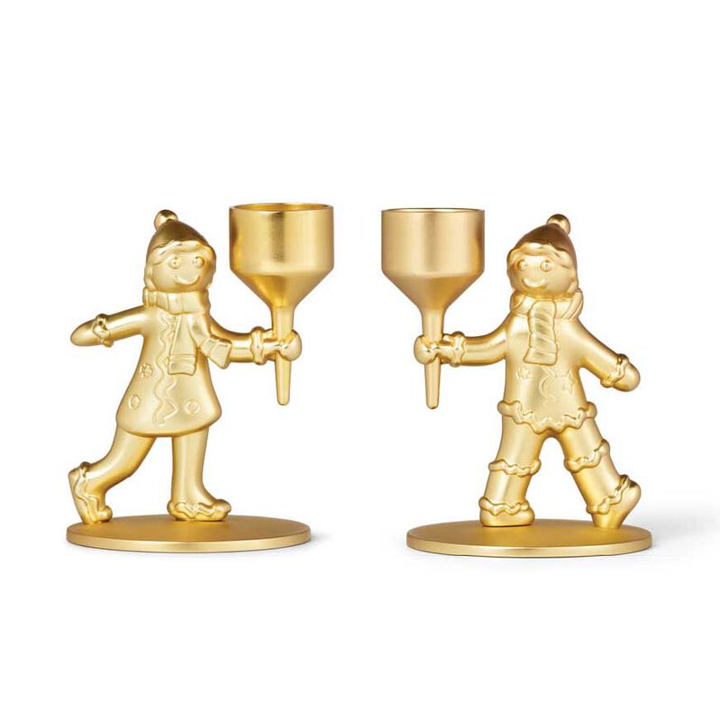 Glasshouse Fragrances Metal Christmas Candlesticks - Set Of 2 image number 1