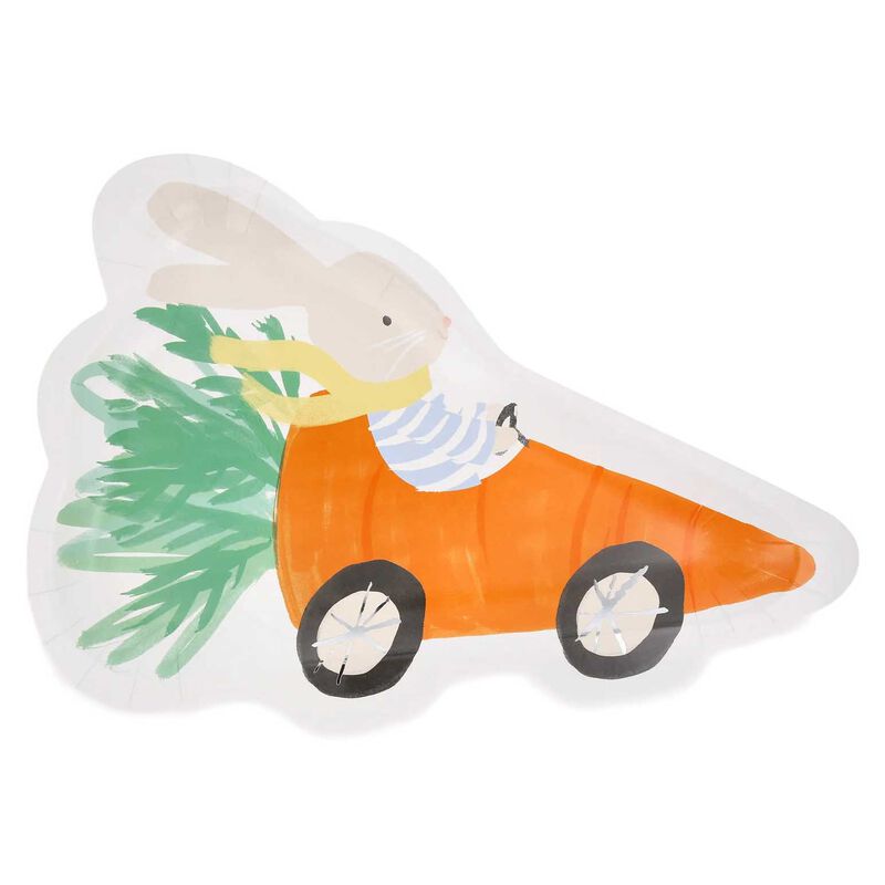 Meri Meri Easter Racing Car Bunny Plates (x8) image number 0