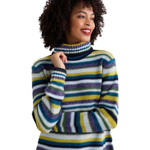 Seasalt Cornwall Braque Jumper Concertina Dark Citron Multi