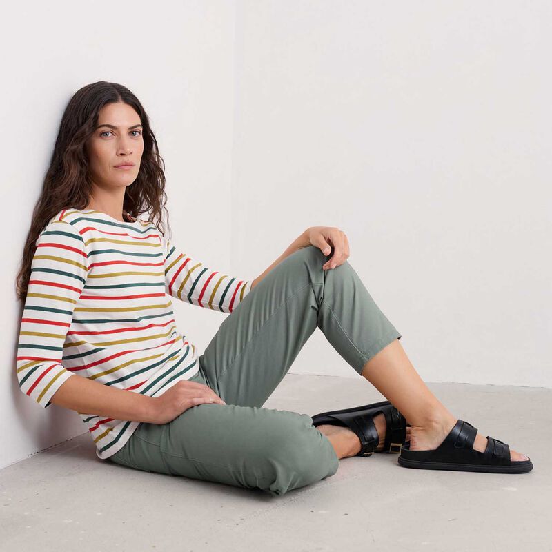 Seasalt Cornwall Sailor Top Tri Breton Orange Coral image number 2