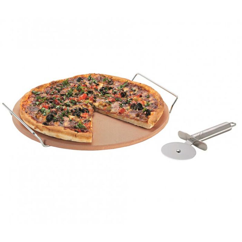 Avanti Pizza Stone With Rack And Pizza Cutter image number 1