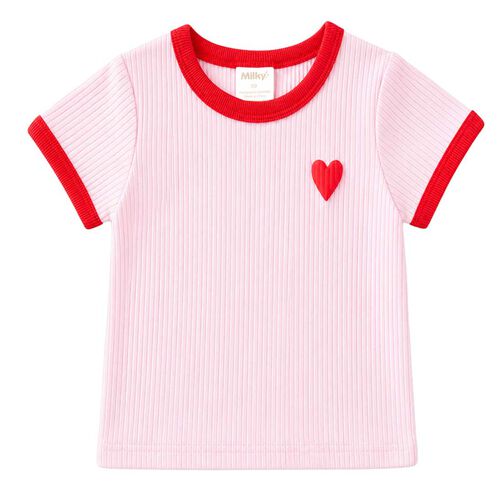 Milky Pink Lady Rib Tee 00-1Y