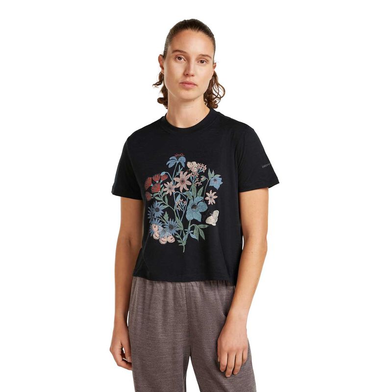 Icebreaker W Merino 150 Tech Lite SS Crop Tee NZ Flora image number 0