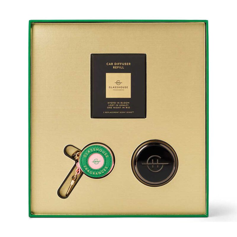 Glasshouse Black Car Diffuser + 3 Replacement Scent Disks & Key Ring image number 1