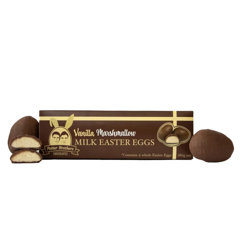 Potter Brothers Milk Chocolate Vanilla Easter Eggs 4 Pack 180g image number 0