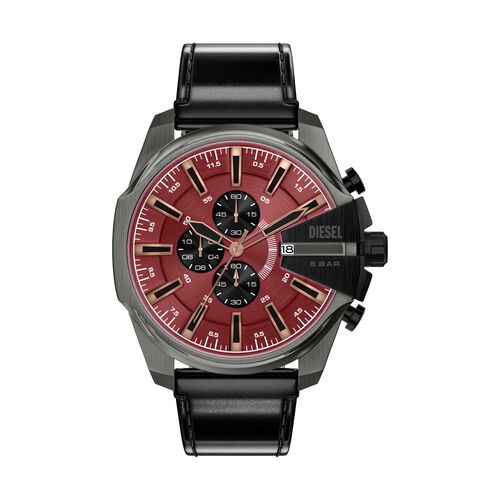 Diesel Mega Chief Slim Chronograph Black Leather Watch