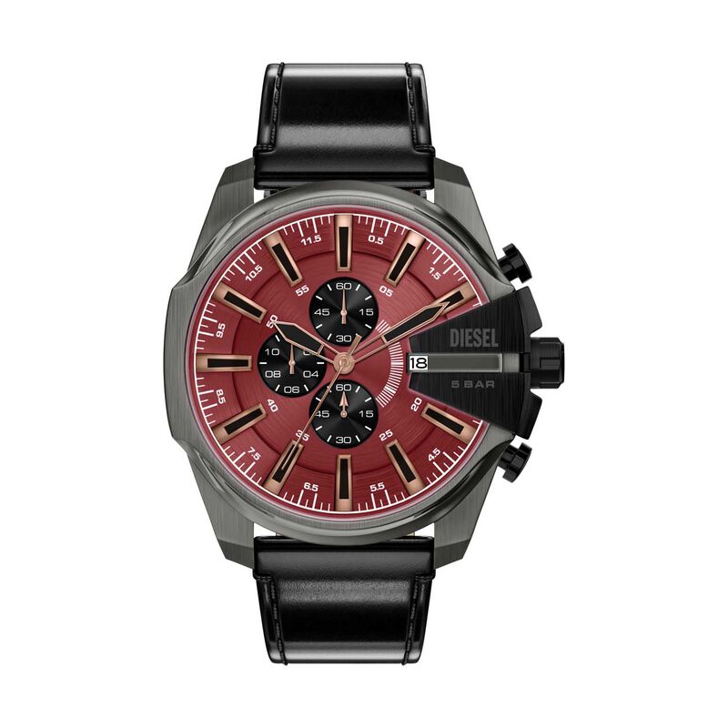 Diesel Mega Chief Slim Chronograph Black Leather Watch image number 0