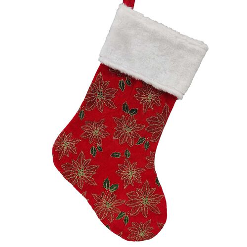 Stocking With Holly And Fur Top 20 Inch