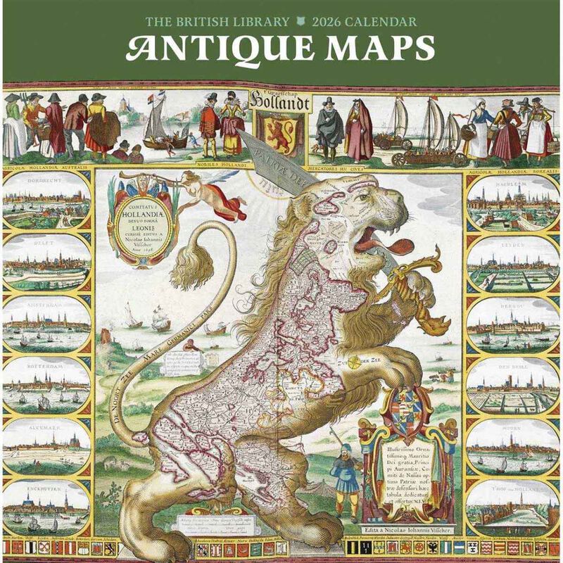 Pomegranate Antique Maps 2026 Wall Calendar image number 0