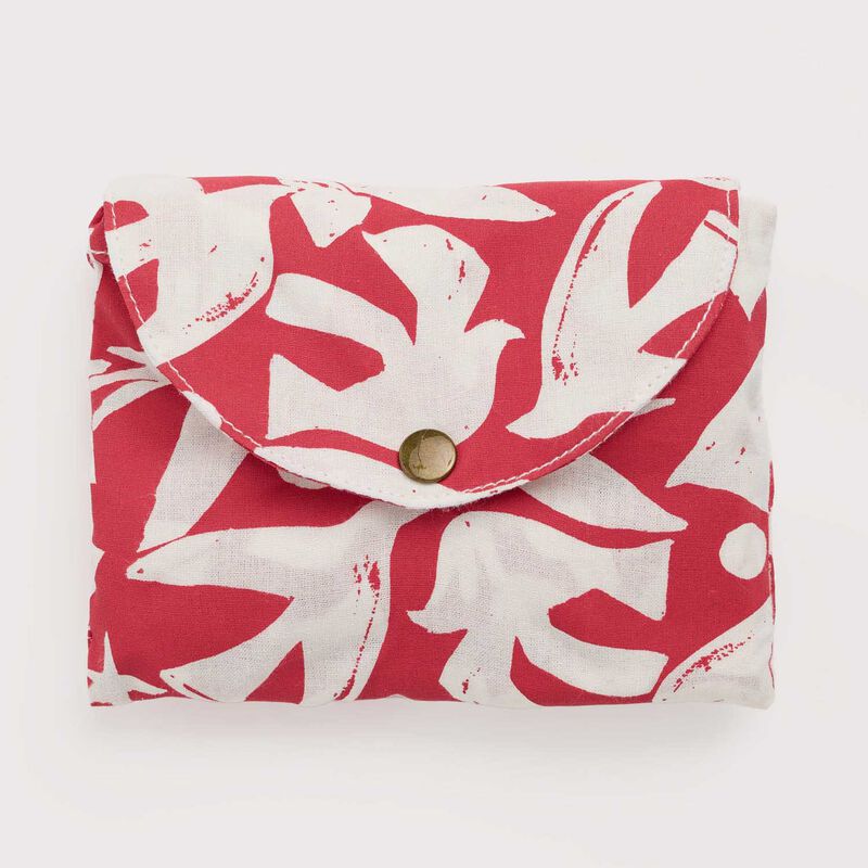 Seasalt Cornwall Foldaway Canvas Shopper Paper Birds Carmine image number 1