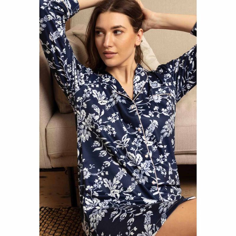 Cottonreal Midnight Fern Cotton Fleece Nightshirt image number 1