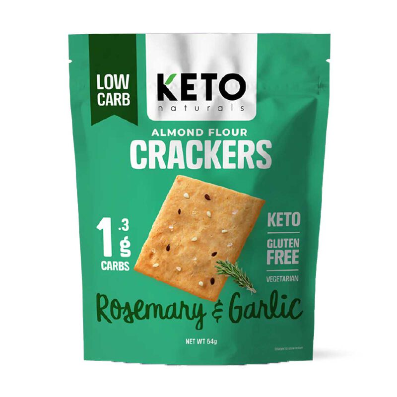 KETO Naturals Almond Flour Crackers Rosemary & Garlic 64g image number 0