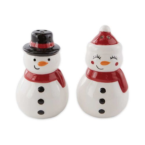 DII Mr & Mrs Snowman Ceramic Salt & Pepper Set