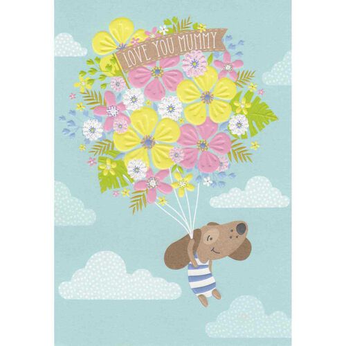 Image Gallery Mummy Blue Flower Balloons Mother's Day Card