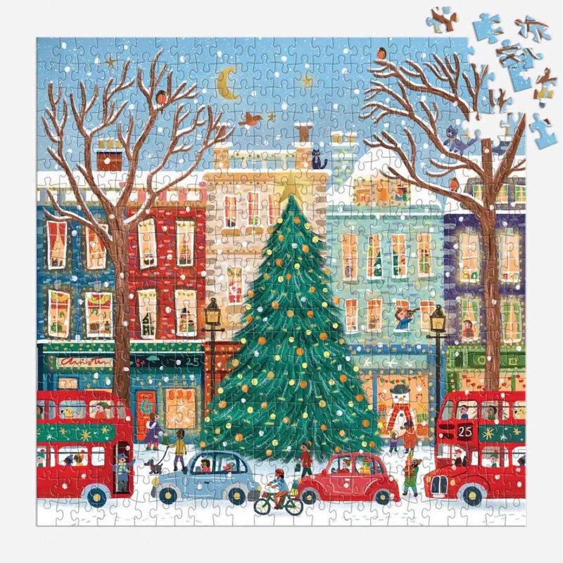 Galison Tinsel City 500 Piece Foil Puzzle image number 1