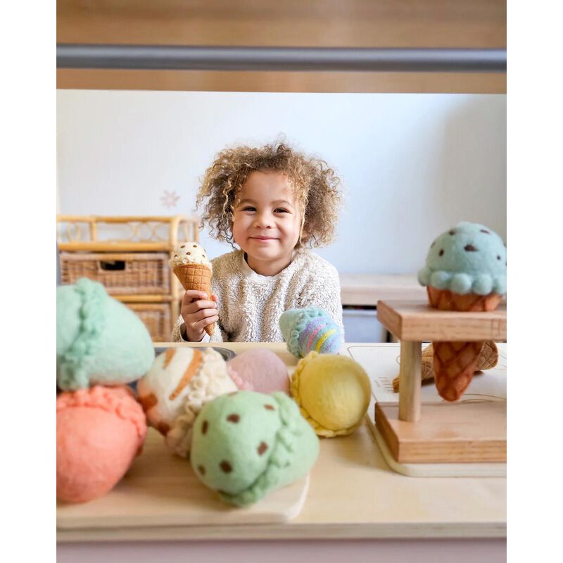 Tara Treasures Felt Ice Cream Set - Waffle Cones and 9 Ice Cream Scoops image number 2