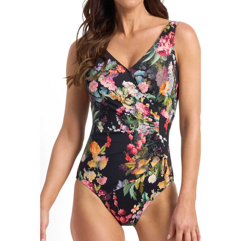 Jantzen Abbie Gathered Surplice One Piece - Black image number 2