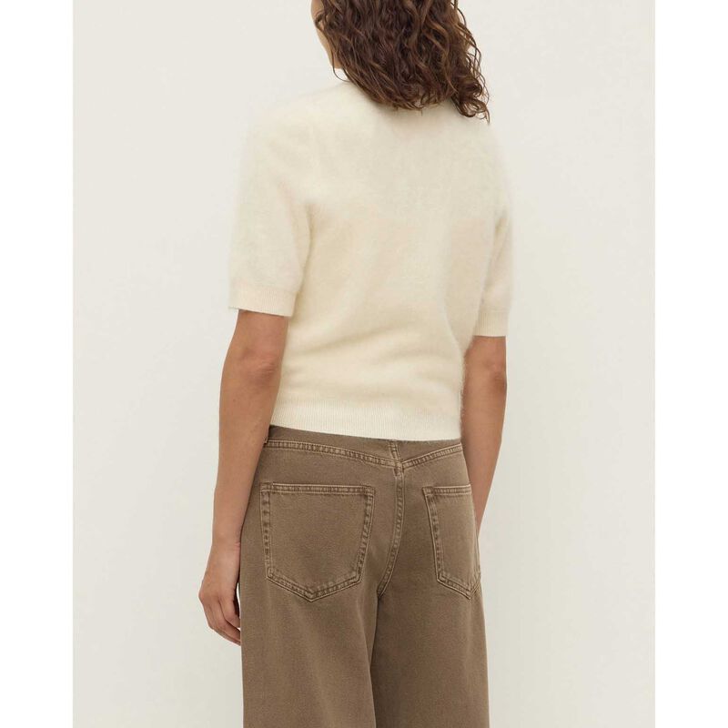 Assembly Label Carina Wool Short Sleeve Cardigan Cream image number 1