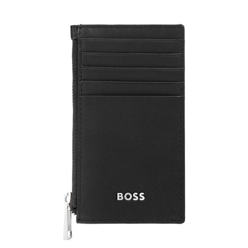 Boss Leather Card Holder Zip Classic Smooth Black