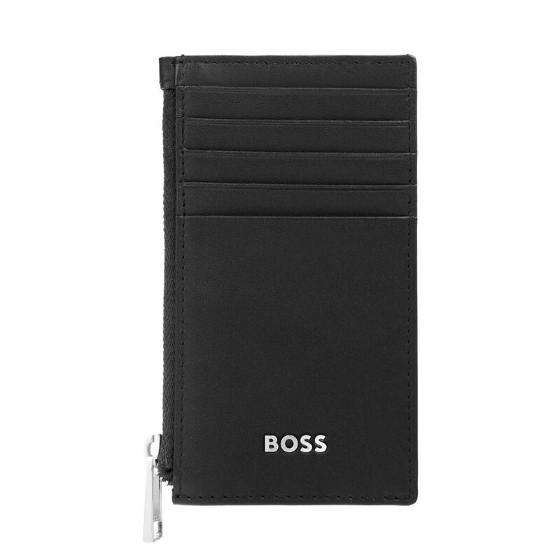 Boss Leather Card Holder Zip Classic Smooth Black image number 0