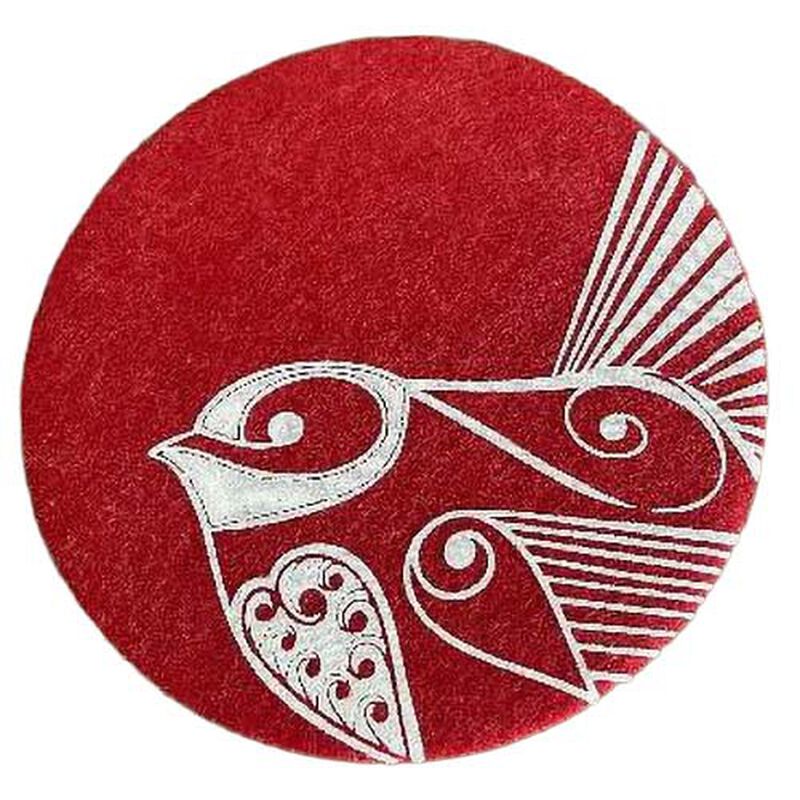 Jo Luping Piwakawaka On Red Set Of 4 Ecofelt Coaster image number 0