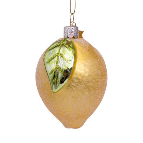 Vondels Ornament Glass Lemon with Leaf 8cm Vondels Ornament Glass Lemon with Leaf 8cm