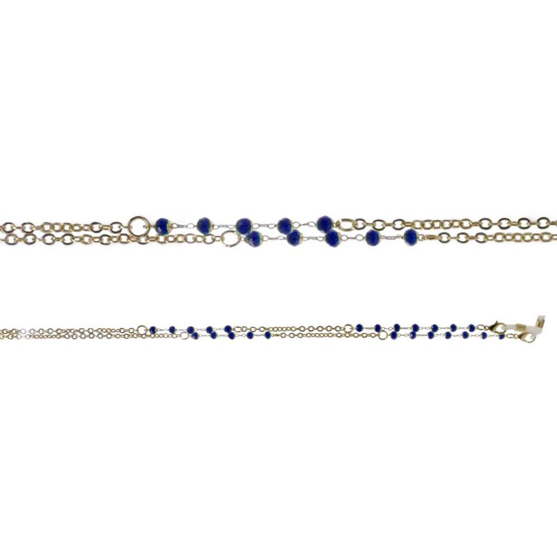 On The Nose Shiny Gold Chain with Small Blue Beads image number 0