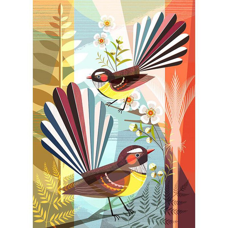 Ellen Giggenbach Fantail Friends Matted Print image number 0