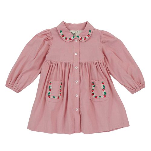 Goldie + Ace Wild Strawberry Corduroy Collar Dress 1-2Y