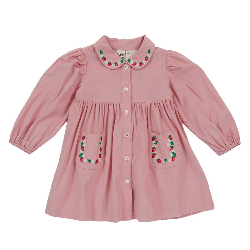 Goldie + Ace Wild Strawberry Corduroy Collar Dress 1-2Y image number 0