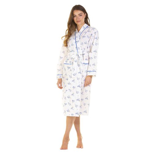 La Marquise Meadow Woven Polycotton Robe With Satin Trim & Pockets