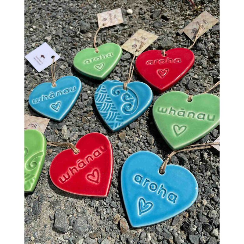 Michelle Bow Ceramics Hanging Bright Heart 7cm x 7cm Aroha image number 2