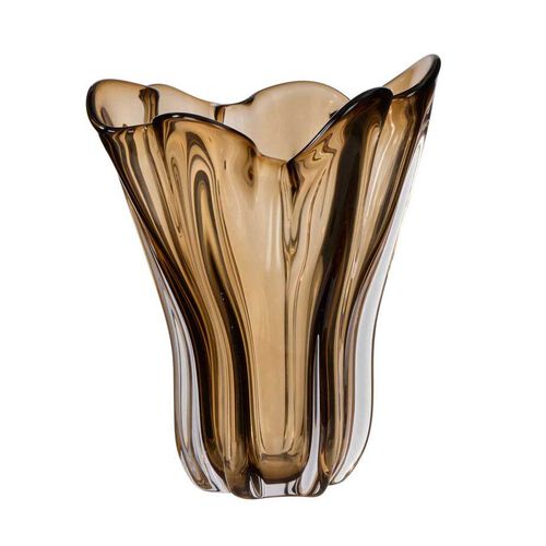 Amalfi Wavy Glass Vase Large - Amber