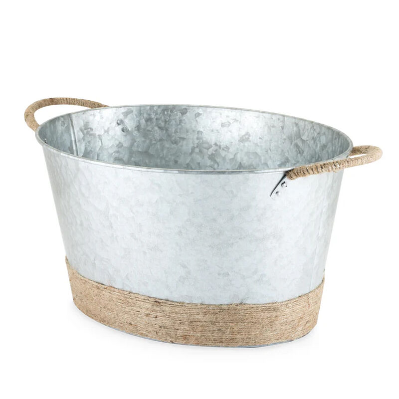 Jute Rope Wrapped Galvanized Tub By Twine® image number 0