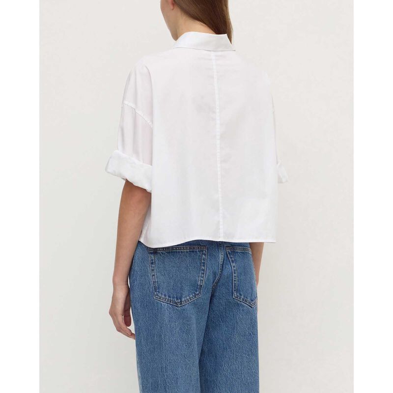 Assembly Label Aurora Cropped Cotton Poplin Shirt White image number 1
