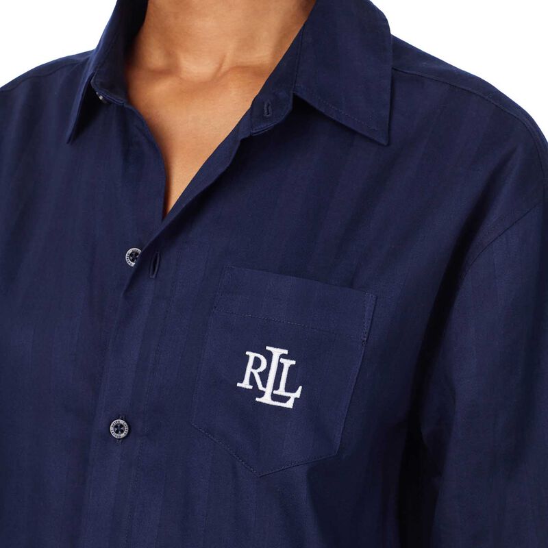 Lauren Ralph Lauren Cotton Shadow Stripe L/S His Shirt Sleepshirt image number 2