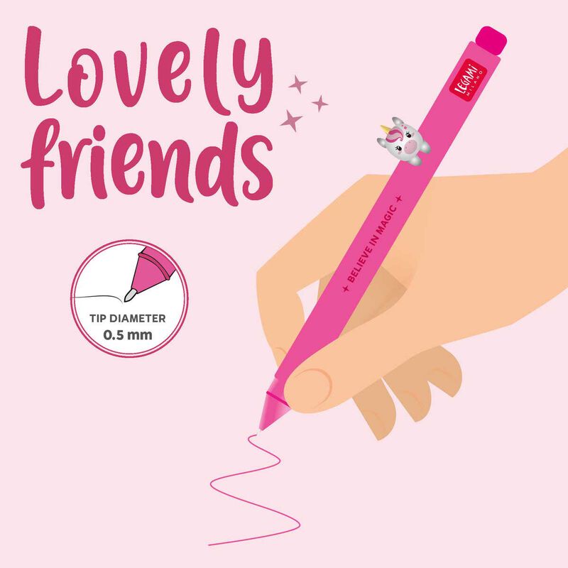 Legami Unicorn Lovely Friends Gel Pen With Animal Decoration image number 2