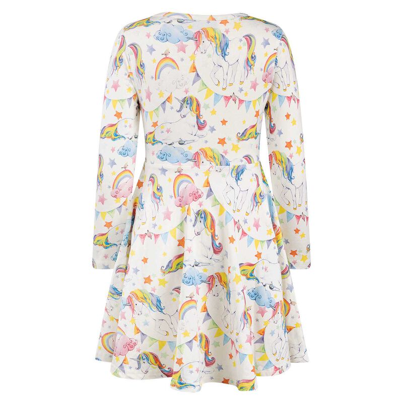 Rock Your Baby Unicorn Flags Long Sleeve Waisted Dress image number 3