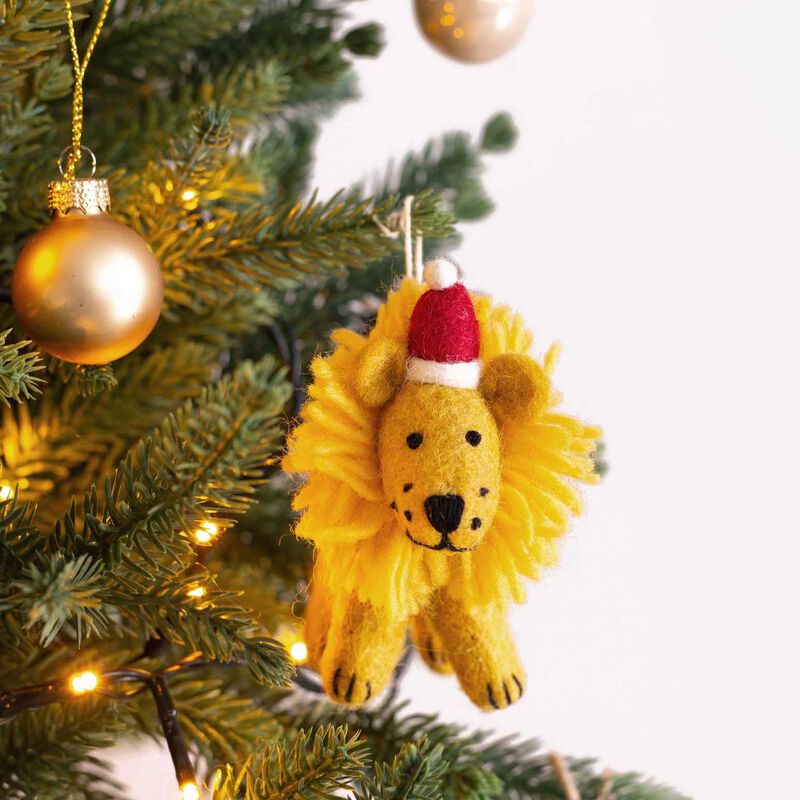 Amica Felt Lion In Christmas Hat 10cm image number 1
