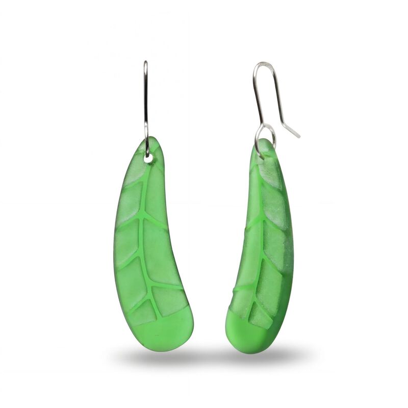 StoneArrow Jewellery Huia Feather Earrings - Green image number 0
