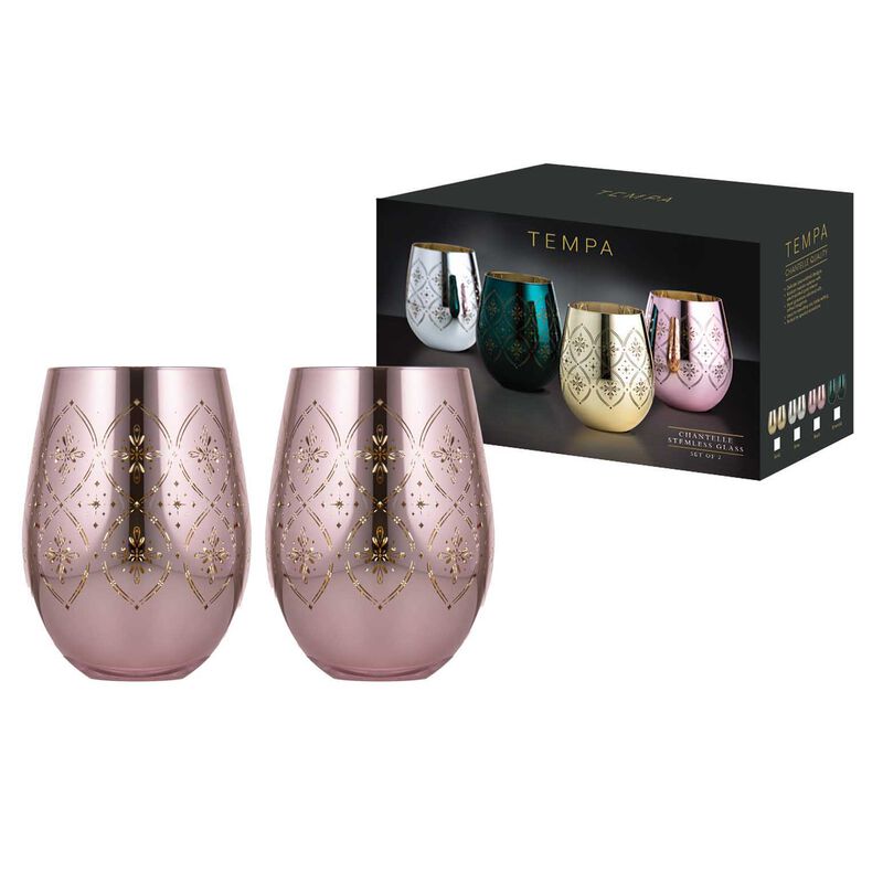 Tempa Chantelle Blush 2pk Stemless Glass image number 1