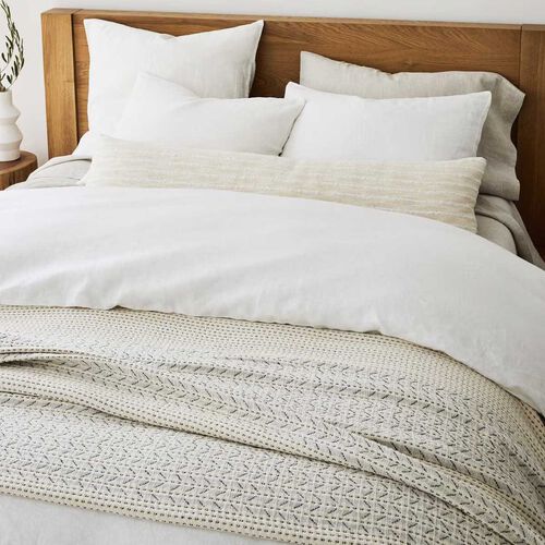 West Elm Mixed Herringbone Blanket Ivory