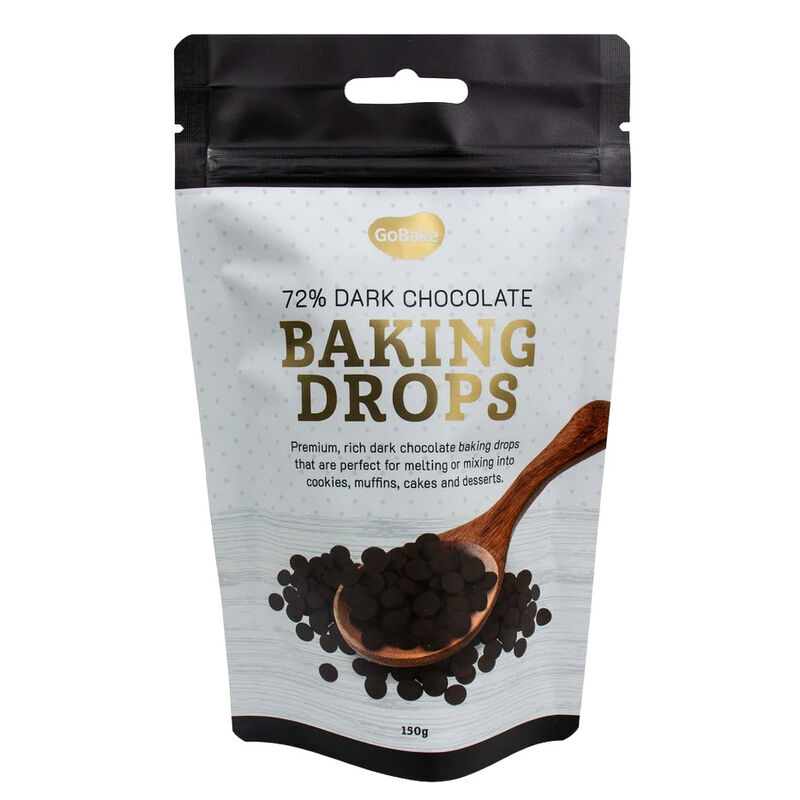 GoBake Chocolate Baking Drops 72% Dark 150g image number 0